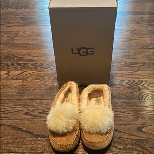 UGG Tan Moccasins with Cream Fur